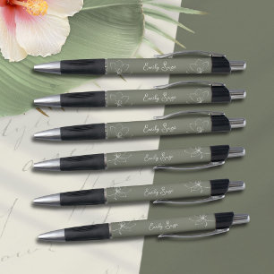 Sage Green Ivory Floral Line Art Minimalist Zen