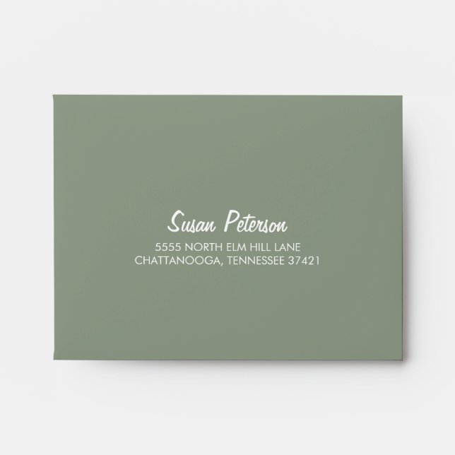 Sage Green Ivory Geometric Triangle RSVP Return Envelope (Front)