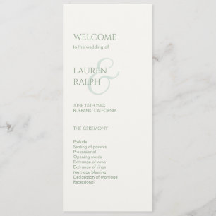 Sage Green Ivory Monogram Welcome Wedding Program Programme