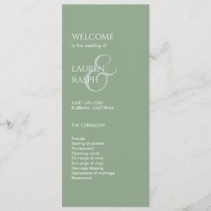Sage Green Ivory Monogram Welcome Wedding Program Programme