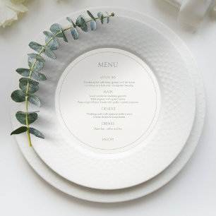 Sage Green & Ivory Monogrammed Round Wedding Menu