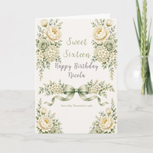 Sage Green Ivory Sweet Sixteen Card