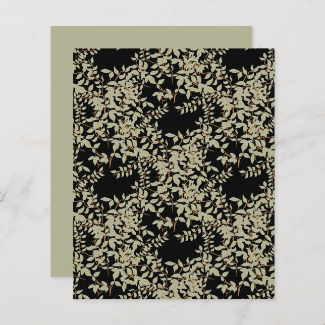 Sage Green Jasmine Vine Black Scrapbook Paper (Front/Back)