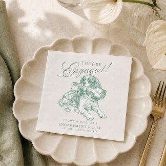 Sage Green King Cavalier Champagne Engagement Napkin