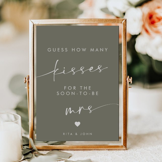 Sage Green Kisses for Mrs Bridal Shower Game Sign (Creator Uploaded)