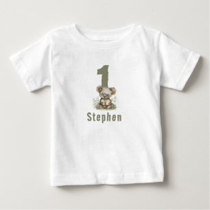 Sage Green Koala Bear  1st Birthday Guest Of Honou Baby T-Shirt