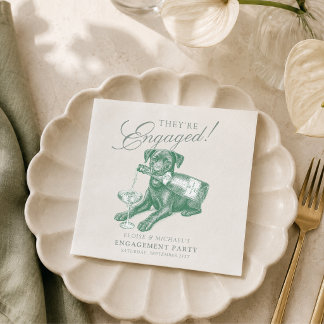 Sage Green Labrador Retriever Champagne Engagement Napkin