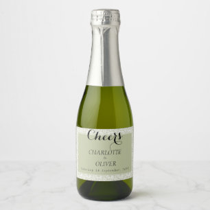 Sage Green Lace Classic Mini Champagne Bottle Tags Sparkling Wine Label