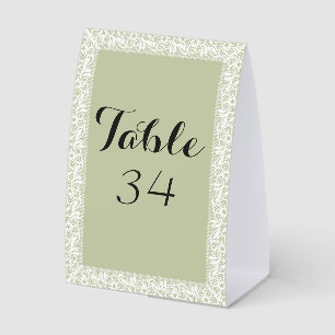 Sage Green Lace Classic Wedding Tent Table Numbers
