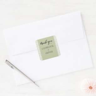 Sage Green Lace Romantic Wedding Envelope Stickers