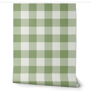 Sage Green Large Buffalo Check Gingham Wallpaper