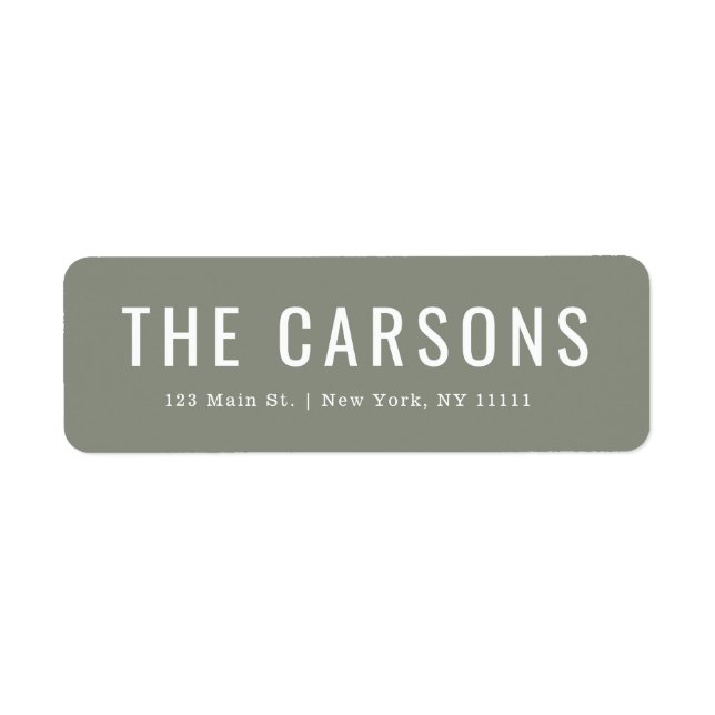 Sage Green Large Lettering Return Address Label (Front)