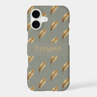 Sage Green | Leaf Pattern | Monogram Name