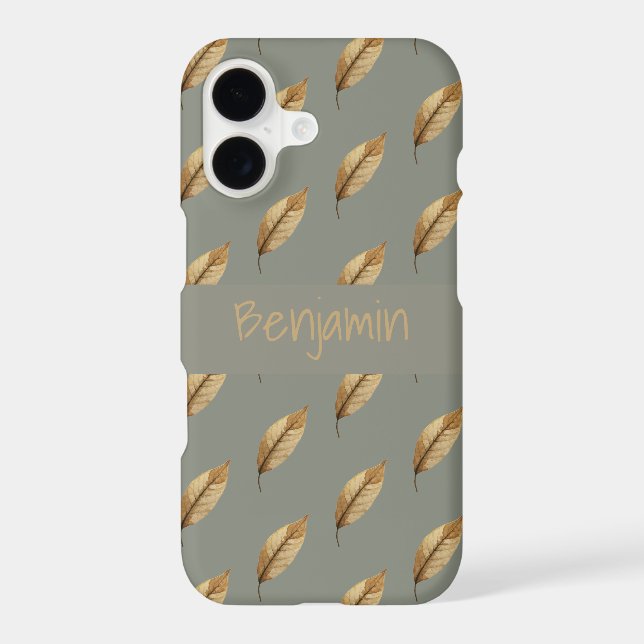 Sage Green | Leaf Pattern | Monogram Name (Back)