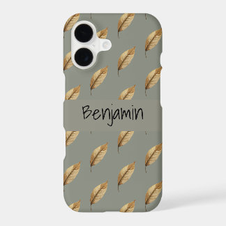 Sage Green | Leaf Pattern | Monogram Name