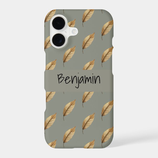 Sage Green | Leaf Pattern | Monogram Name (Back)