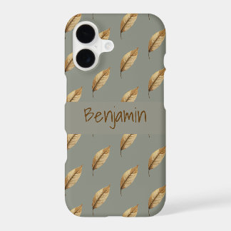 Sage Green | Leaf Pattern | Monogram Name