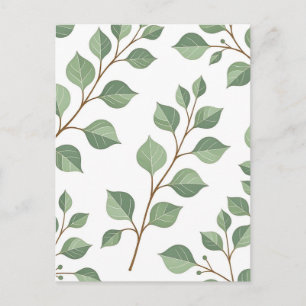 Sage Green Leafy Branches Botanical Watercolor Postcard