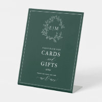 Sage Green Leafy Crest Monogram Card & Gifts Pedes