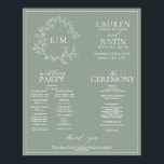 Sage Green Leafy Crest Monogram Wedding Program Poster<br><div class="desc">We're loving this trendy, modern sage green a formal wedding ceremony program Poster! Simple, elegant, and oh-so-pretty, it features a hand drawn leafy wreath encircling a modern wedding monogram. It is personalised in elegant typography, and accented with hand-lettered calligraphy. Finally, it is trimmed in a delicate frame. features all the...</div>