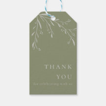 Sage Green Leaves and Berries Wedding Favour Tags