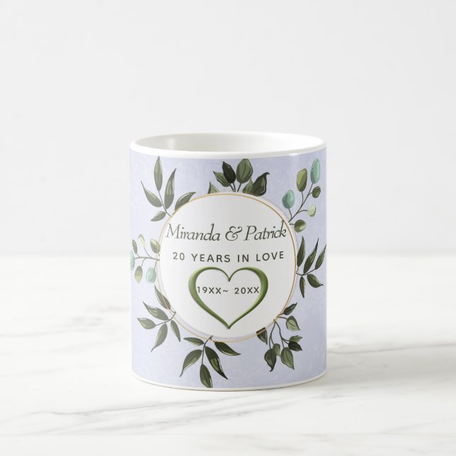Sage Green Leaves Coffee Mug (Center)