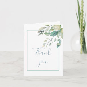 Sage Green Leaves Greenery Wedding Thank You Invitation