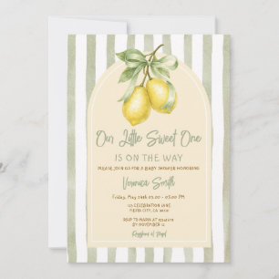 Sage Green Lemon Sweet One Baby Shower Invitation