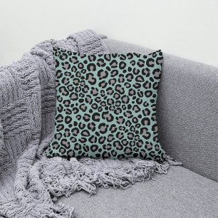     Sage Green Leopard Pattern Girly Cheetah Print Cushion
