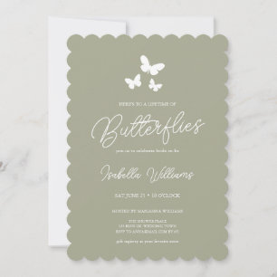 Sage Green Lifetime of Butterflies Bridal Shower Invitation