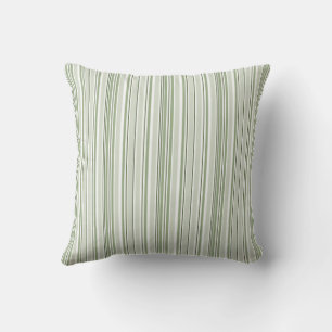 Sage Green (Light, Medium, Dark) and White Stripes Cushion