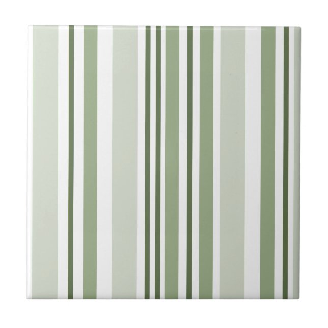 Sage Green (Light, Medium, Dark) and White Stripes Tile (Front)