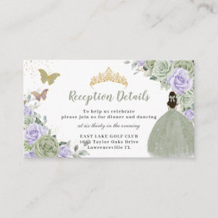 Sage Green Lilac Floral Quinceañera Reception Enclosure Card