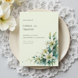 Sage Green Lily of the Valley Floral Wedding Invitation