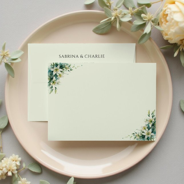 Sage Green Lily Valley Elegant Floral Wedding Envelope (Creator Uploaded)