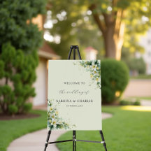 Sage Green Lily Valley Elegant Floral Welcome Sign