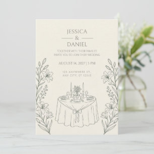 Sage Green Lily Wedding Celebration Invitation