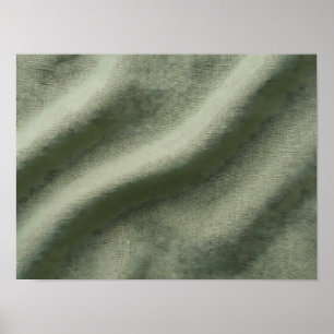 Sage Green Linen Waves Texture Poster
