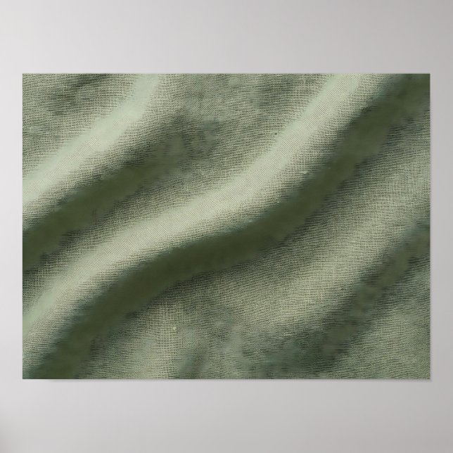 Sage Green Linen Waves Texture Poster (Front)