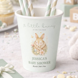 Sage Green Little Bunny Gender Neutral Baby Shower Paper Cups