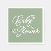 Sage Green Little Lady Spring Flowers Baby Shower