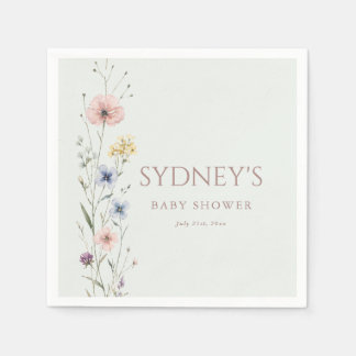 Sage Green Little Wildflower Baby Shower Napkin