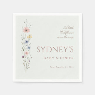 Sage Green Little Wildflower Neutral Baby Shower Napkin