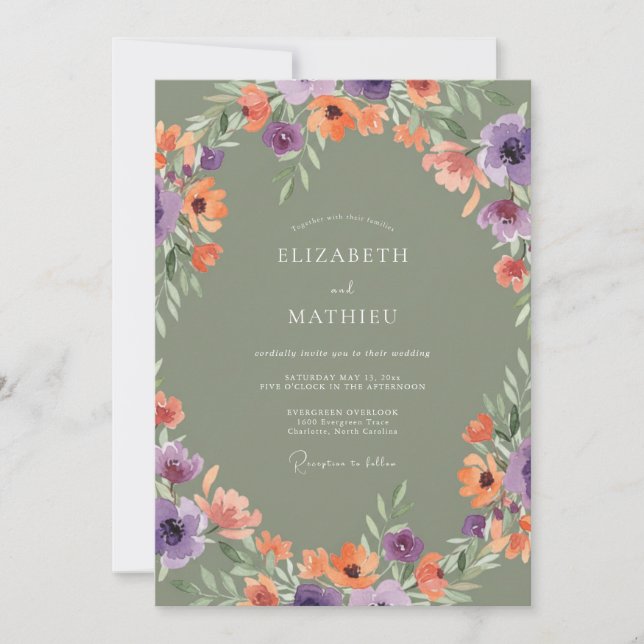 Sage Green Lively Summer Wedding Invitation (Front)