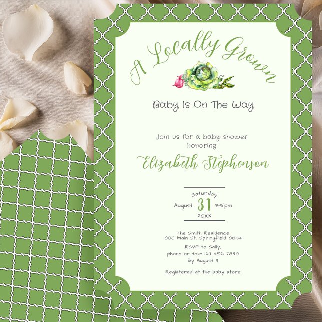Sage Green Locally Grown Baby Shower Invitation (Creator Uploaded)