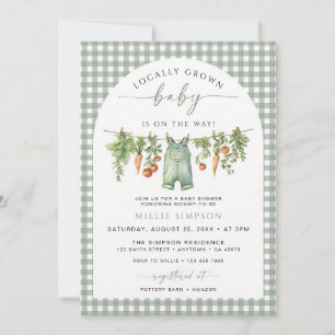 Sage Green Locally Grown Baby Shower Invitation