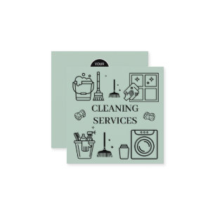 Sage Green Logo Cleaning Services Commercial Square Business Card