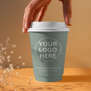 Sage Green Logo l Professional Business Branded  Paper Cups