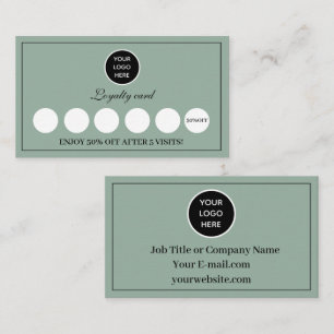 Sage Green Logo Modern Business Reward Punch Loyalty Card