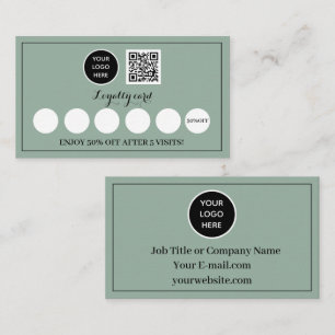 Sage Green Logo Modern Business Reward Punch Loyalty Card